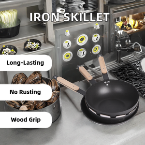 <span class=keywords><strong>Poêle</strong></span> <span class=keywords><strong>en</strong></span> fer écologique pour cuisinière <span class=keywords><strong>à</strong></span> gaz antirouille et non revêtue Style classique avec couvercle <span class=keywords><strong>en</strong></span> verre universel pour la vieille friture - Product Image 3