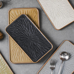 Restaurante Banquete Platos para servir Arcilla Vajilla cuadrada Vajilla Pasta Entrantes Carne Comida Vajilla Plato de cerámica de terracota - Product Image 4