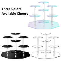 Présentoir en acrylique noir à 3/4/7 niveaux pour figurines pop étagère de table pour dessert gâteau bijoux maquillage organisateur