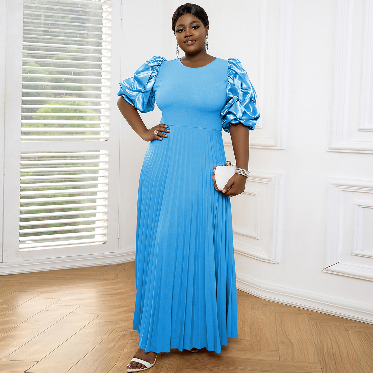 fitted lace wedding dress Plus-Size Beaded Long Ruffle Prom Dress Teal / 18