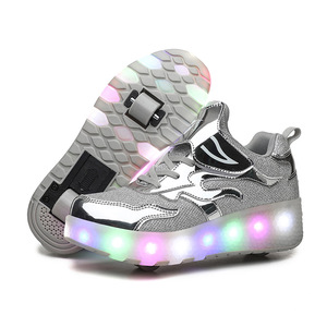 Zapatos <span class=keywords><strong>de</strong></span> <span class=keywords><strong>dos</strong></span> <span class=keywords><strong>ruedas</strong></span> para niños, patines recargables con luz LED y USB - Product Image 3