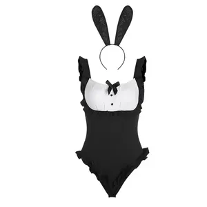 Jia Ruilin Sex appeal backless Hiddensnap button conjoined Bunny girl Role play uniform set Sexy underwear