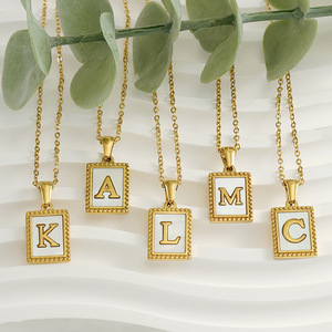ZOGXIN 18K Gold Plated Letter Pendant Necklace Square Initial Charm For Women Fashion Jewelry - Product Image 3