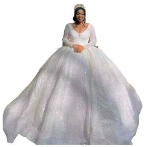 <span class=keywords><strong>2025</strong></span> Mùa Xuân New Trắng <span class=keywords><strong>Wedding</strong></span> Dress Đối Với Phi Cô Dâu Dài Tay Áo Ren A-Line Tự Nhiên Eo Ren Trở Lại Cộng Với Kích Thước <span class=keywords><strong>Wedding</strong></span> Gown - Product Image 1