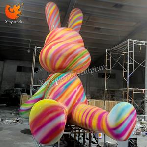 रंगीन प्रकाश-अप खरगोश फाइबर ग्लास प्रकाश मूर्तिकला, मॉल इंटरनेट-प्रसिद्ध चेक-इन आभूषण, वाणिज्यिक सजावट स्थापना - Product Image 2