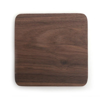 Ensemble de 6 tasses de café, sous-tasses, soucoupes et tapis de bol en noyer noir, en bois massif, pour le bureau, 6 pièces