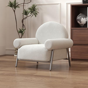 Sillón de Madera Estilo Nórdico Color Crema, Sillón Curvo para Sala de Estar, Uso Adulto - Product Image 4