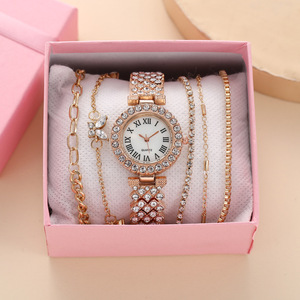 Reloj y pulsera informales sofisticados para mujer, lujoso reloj de cuarzo con diamantes y pulsera de cadena delicada para el día a día - Product Image 4
