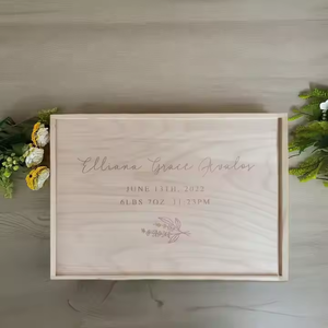 Customized Wooden Slide <strong>Box</strong> Personalized Baby Gift Newborn <strong>Memory</strong> <strong>Keepsake</strong> <strong>Box</strong> Wooden Souvenir Storage Container Photo Organizer - Product Image 1