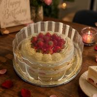 Boîte de nourriture PET recyclable personnalisée 100% pour fête de mariage Boîte à gâteau dessert ronde en plastique doré de 9 pouces avec couvercle