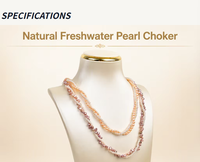 Collier ras-de-cou double rangs en perles de culture d'eau douce baroques blanches naturelles Fuxi, bijoux vintage de luxe léger AAA pour femme