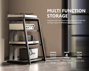 Turntable Audio Video Furniture Maximum Load Capacity 50 kg Solid Structure 4 Shelves HiFi Cabinet Wood Steel <strong>CD</strong> Player <strong>Stand</strong> - Product Image 4