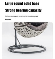 Fauteuil suspendu en rotin PE tressé floral d'extérieur, avec support métallique et coussin épais confortable, pour balcon et jardin