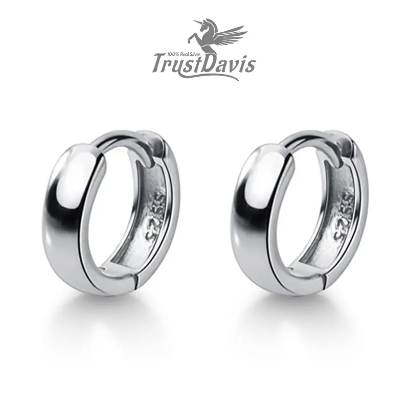 TrustDavis Man/Women's 925 Sterling Silver Hoop Earrings Cute Neat Gift For Girls/Boys Fine Jewelry Accessory Party Gift DA1417