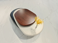 Table basse de salon en bois de placage de forme ovale rotative, table basse moderne de luxe en bois