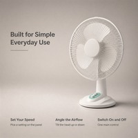Ventilateur de table oscillant portable 12 pouces en plastique, 3 vitesses, pour usage domestique, commande mécanique – Offre Spéciale