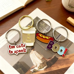 Porte-clés en métal personnalisé avec logo sur mesure, porte-clés design mignon, porte-clés en émail thé au lait aux bulles, accessoires - Product Image 1