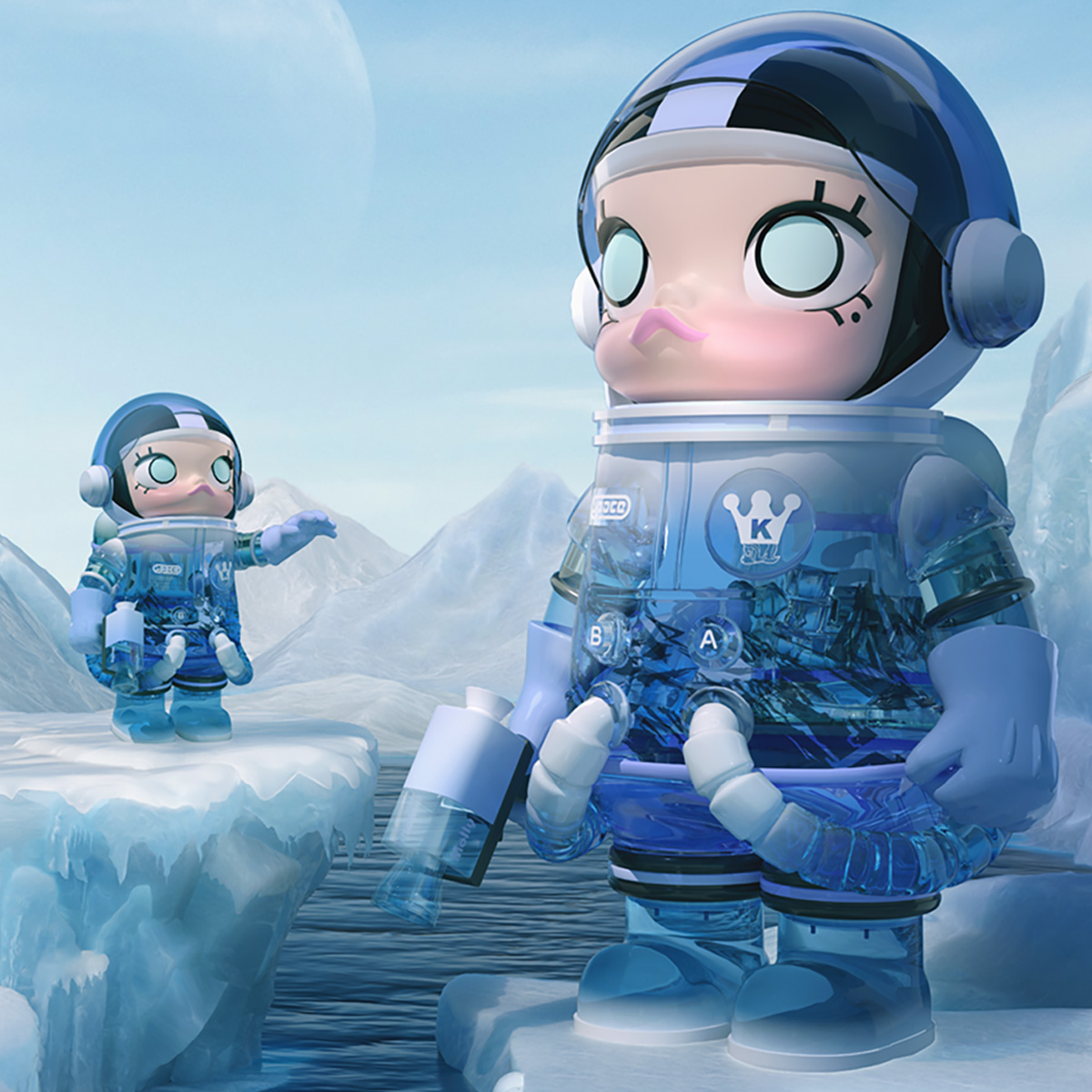 MEGA SPACE MOLLY フィギュア GLACIER 冰川 TESOLIFE特搜商城 POPMART MEGA SPACE MOLLY 400% GLACIER