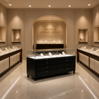 Vitrine de présentation de bijoux en bois verrouillable sur mesure avec éclairage LED pour centre commercial, vente en gros