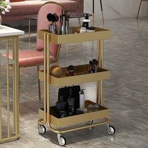 Carrito de Belleza Profesional, Carrito de Peluquería con Tres Niveles de Almacenamiento, Carrito Metálico para Salón de Belleza, SPA y Uñas - Product Image 1