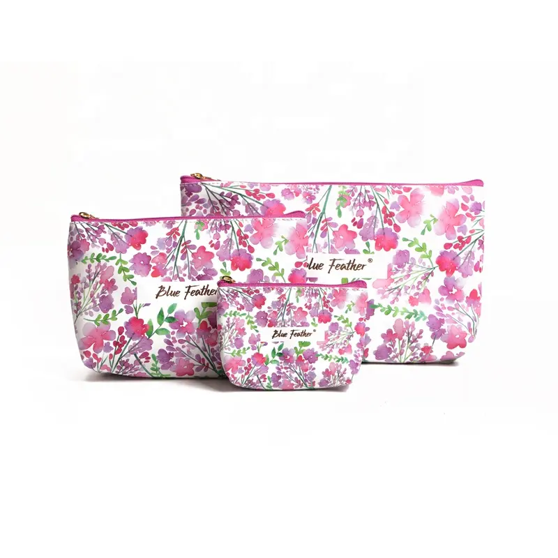 Borsa da toilette con motivo floreale in pelle sintetica con stampa digitale borsa per cosmetici big pack wash bag