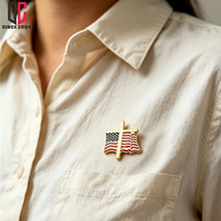 Broche de revers personnalisée d'usine, drapeau américain, croix émaillée, plaqué or, alliage de zinc, patriotique, religieuse, pour la Fête de l'Indépendance