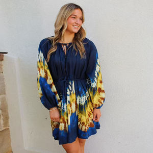 Robe midi <span class=keywords><strong>bohème</strong></span> tie-dye pour femmes |   Robe mi-longue à manches bouffantes pour l'été, les vacances et les sorties décontractées - Product Image 4