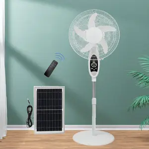 16 Inch Solar Fan 5W Multi-functional Rechargeable Floor Stand Fan AC DC Home Office Height Adjustable Solar Panel Charging Fan