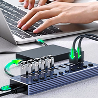 Fabrikant 7-poorts USB3.0 Hub Splitter Onafhankelijke LED-schakelaar Aluminiumlegering Hoge snelheid 5Gbps Gegevensoverdracht voor desktopgebruik