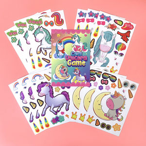 Pegatinas de Unión artesanal DIY para niños, rompecabezas, <span class=keywords><strong>cambio</strong></span> de cara para fiestas de cumpleaños, Impresión de cartón de papel para niños, ensamblar hacer cara - Product Image 2