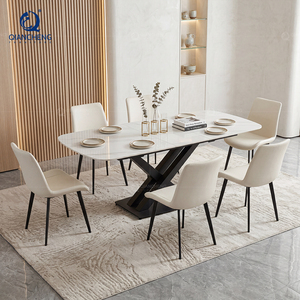 <span class=keywords><strong>Table</strong></span> à manger extensible moderne personnalisée, gain de place, pieds en métal, plateau en ardoise blanche - Product Image 2
