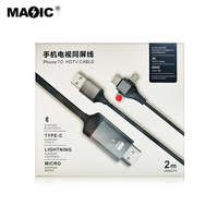 Kabel Adaptor Ponsel ke HDMI 3 in 1, Desain LOGO OEM Terbaru, 2M 4K 60Hz USB-C Tipe C Micro Usb Android