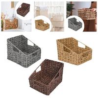 Paniers de rangement modernes en osier tressé à la main en jacinthe d'eau pour étagères, lot de 2