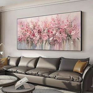 Nuovo Dipinto a Olio Astratto di Fiori di Ciliegio su Tela, Pittura con Texture Rosa, Arte Floreale Moderna per Soggiorno, Grande Decorazione Murale - Product Image 2