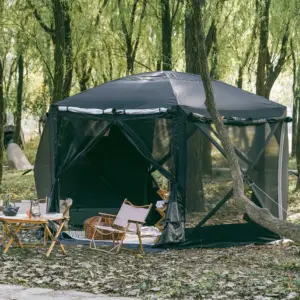 Tenda da campeggio all'aperto della stanza della casa dello schermo pop-up esagonale della tenda del gazebo di oxford di doppio strato all'ingrosso