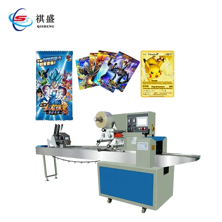 Automatic business greeting gift trading card feeding and pillow packing machine counting feeder packaging for scratch card