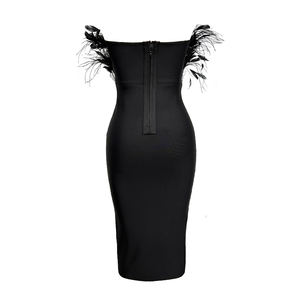 High Quality Spaghetti Strap Elegant Cocktail Dresses Mesh <b>Trumpet</b> Evening Party Black Bandage Dress for Woman - Product Image 1