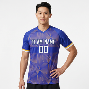Mens for Blue Soccer Uniform Set Short Sleeve Jersey Shorts <b>Socks</b> Quick Dry Custom Team Kit Player Name Front Digital - Product Image 5
