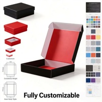 Caja de Regalo Corrugada Personalizada, Exterior Negro Mate, Interior Rojo Brillante, Embalaje de Envío Impreso por Ambos Lados para Comercio Electrónico en EE. UU.