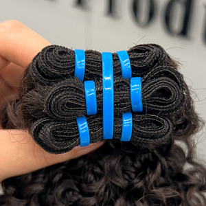 도매 큐티클 정렬 슈퍼 더블 그린 원시 베트남 사람의 머리카락 픽시 곱슬 번들 헤어 익스텐션 - Product Image 2