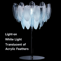 Lumière LED de luxe acrylique plume fer support décor Table pièce maîtresse pour les événements de mariage avec télécommande