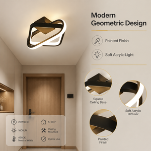 Plafonnier géométrique moderne 20W LED en acrylique à montage en surface, tricolore, pour la maison, couloir, chambre, salon - Product Image 2