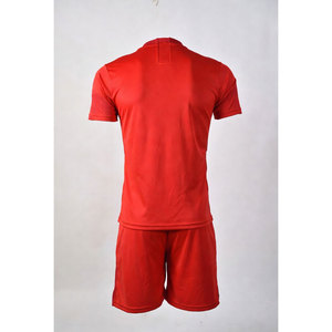 Ensemble d'uniformes de football unisexe rouge, col en V, manches longues, séchage rapide, 100% coton, shorts à taille élastique, nom d'équipe personnalisé, toutes saisons - Product Image 6