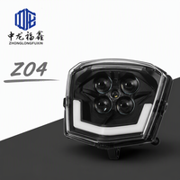 Phare de moto Z04 5 LED avec lentille DRL en forme de U, projecteur fumé, lampe avant pour moto et scooter – Amélioration