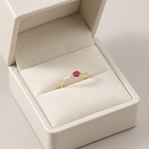 Bagues de fiançailles et de mariage pour femmes, de qualité exceptionnelle, style tendance, perle d'eau douce, or jaune massif 18 carats, diamant naturel, rubis - Product Image 5