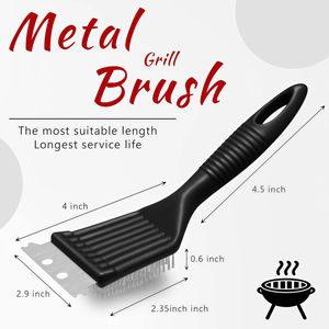 Brosse de nettoyage pour barbecue en acier inoxydable avec grattoir, brosse à poils métalliques pour grille de barbecue extérieure, outil de nettoyage pour grille - Product Image 4