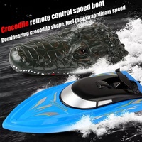 Barco de juguete con Control remoto para niños, barco de juguete con simulación de agua flotante de 2,4 GHz, 10 KM/H, cabeza de cocodrilo, 2 en 1