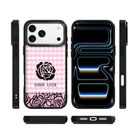 Coque de téléphone AG Feeling Black Edge avec motif porte-bonheur doré pour iPhone 17, 17 Pro Max, 16 Pro, 15 – Coque magnétique