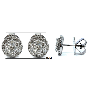 Boucles d'oreilles clous tendance en or blanc 18 carats avec diamants naturels VS SI en forme de fleur, idéales pour fiançailles, mariage et anniversaire - Product Image 2