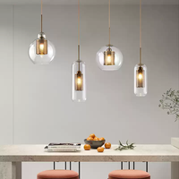 Lustre en verre rond de style nordique, minimaliste, pour hôtel, chevet, café, bar, luminaire suspendu en verre industriel à LED